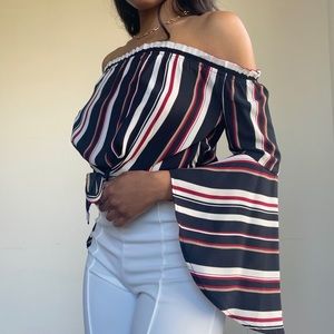 Off the Shoulder Tie Front Top